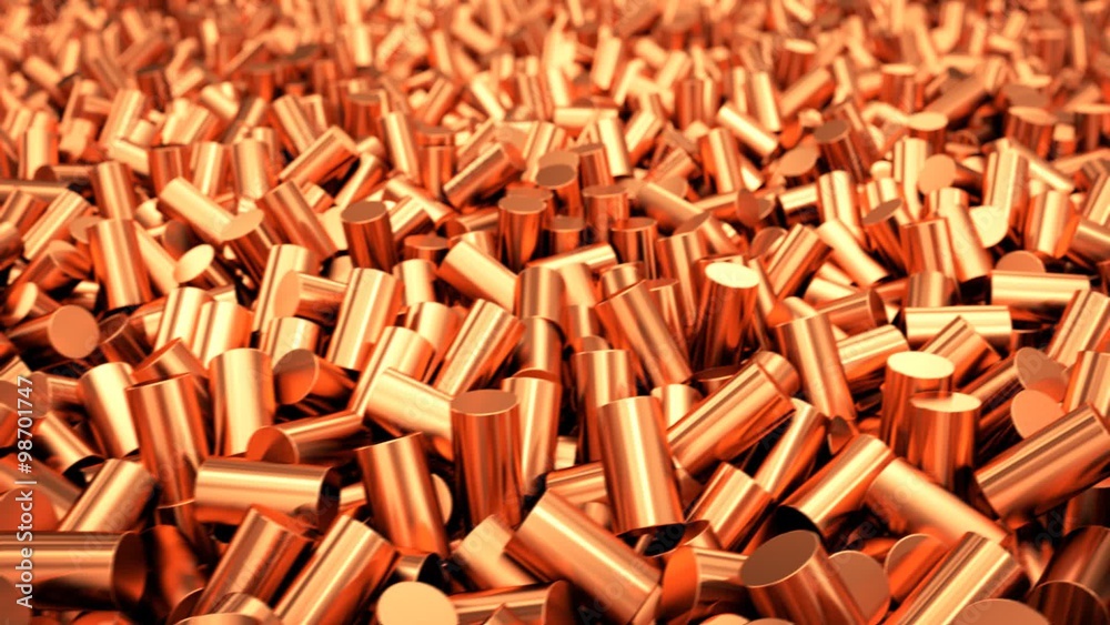 Close up of pure copper cylindrical granulate. Used in the electrical industry. Close up of pure copper cylindrical granulate. Used in the electrical industry.