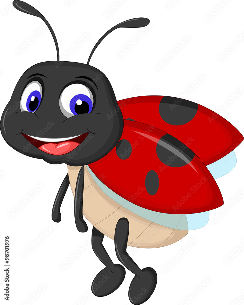 Naklejka premium cute ladybugs waving cartoon