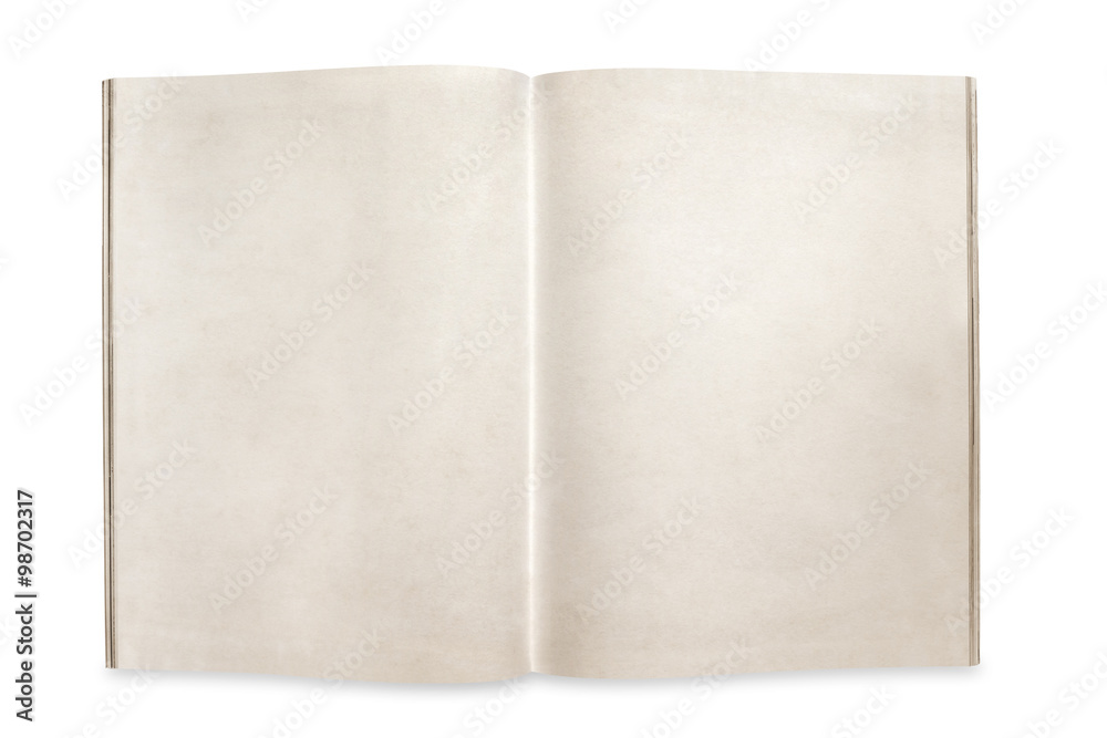 Open Magazine with Blank Pages Isolated with Path Open Magazine with Blank Pages Isolated with Path
