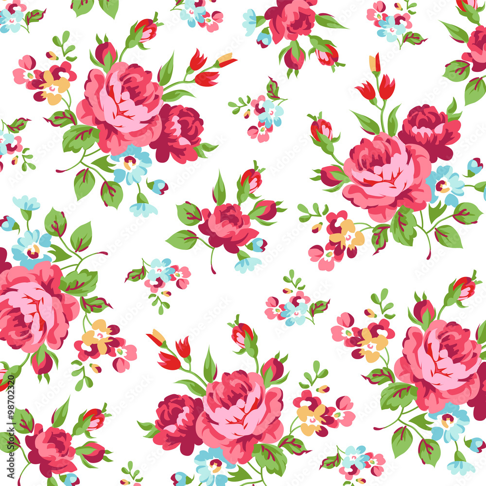 Floral pattern with red rose Floral pattern with red rose