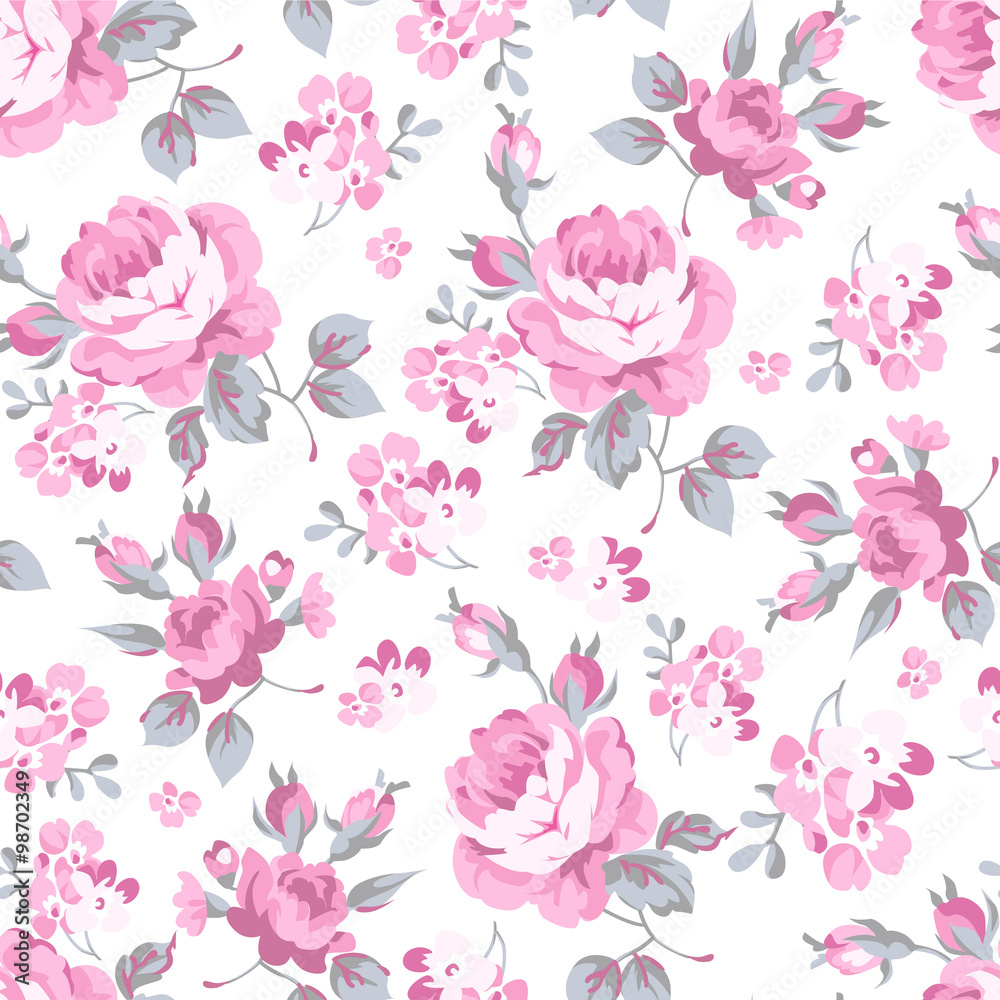 Floral pattern with pink roses Floral pattern with pink roses
