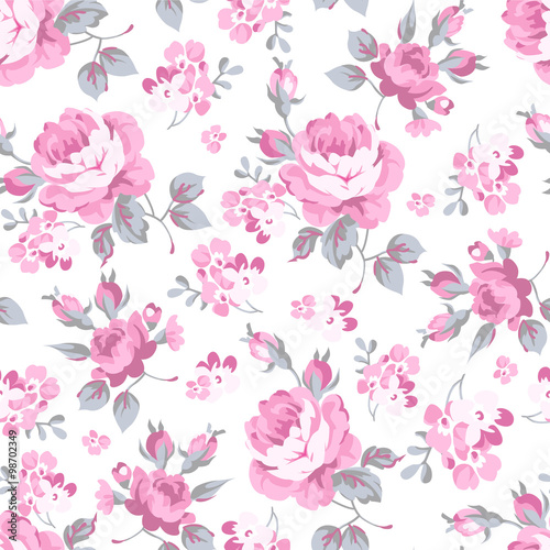 Floral pattern with pink roses