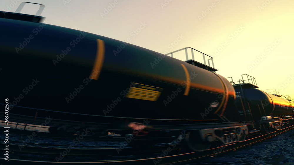 Loopable animation of a tank wagons. Bright sun reflected on the wagon surface. Loopable animation of a tank wagons. Bright sun reflected on the wagon surface.