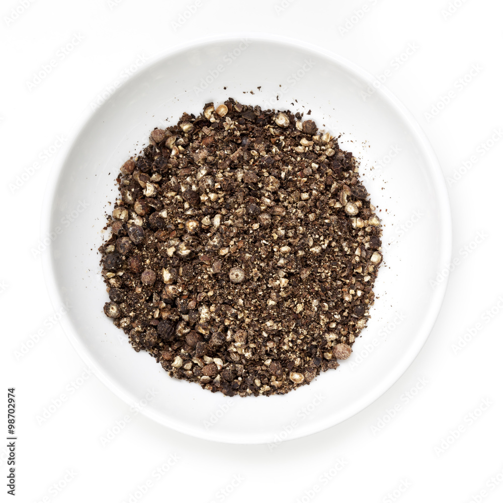 Peppercorns Isolated on White Overhead View Peppercorns Isolated on White Overhead View