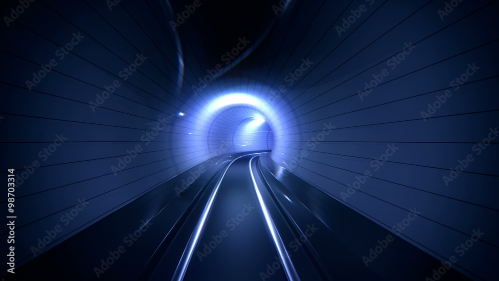 Endless ride inside the futuristic metro tunnel. Loopable animation. HD