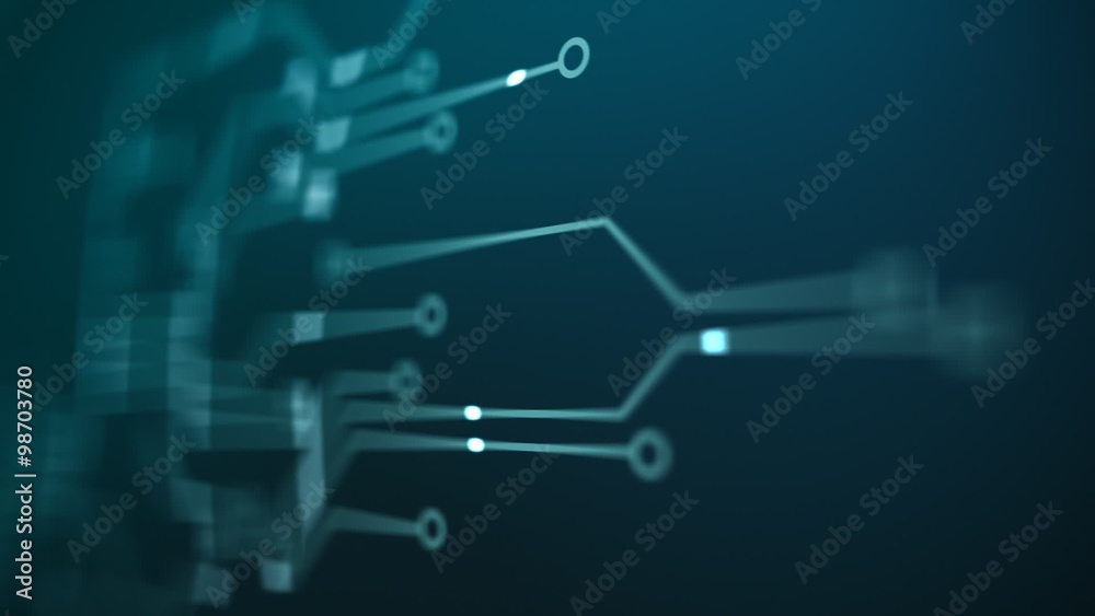 Creating circuit board pathways conceptual digital communication or network.