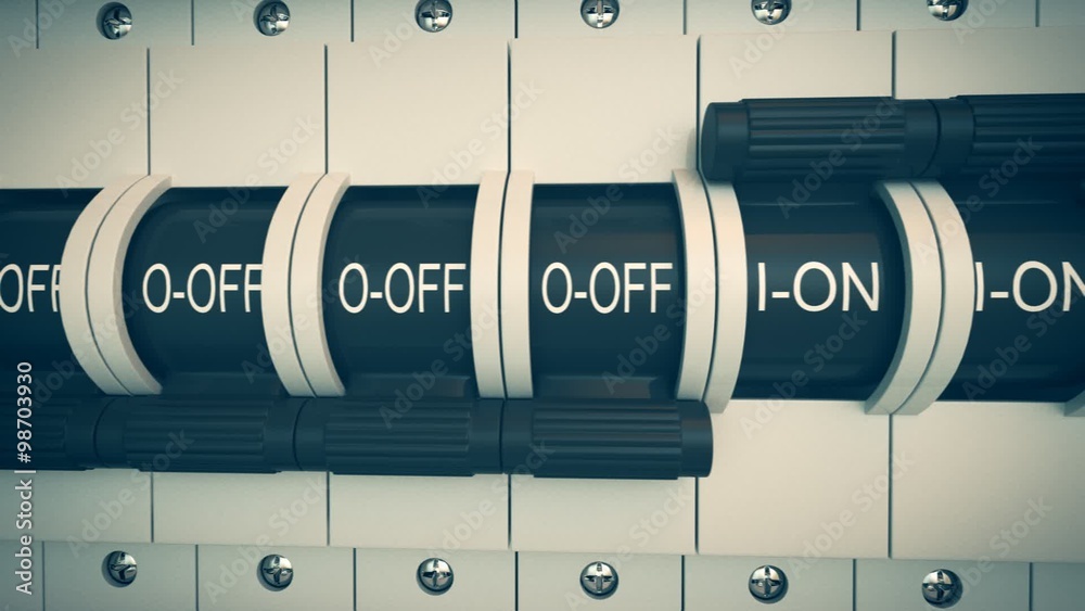 Trip Switch Fuse box. Switches turned off. Electricity Power Fuse