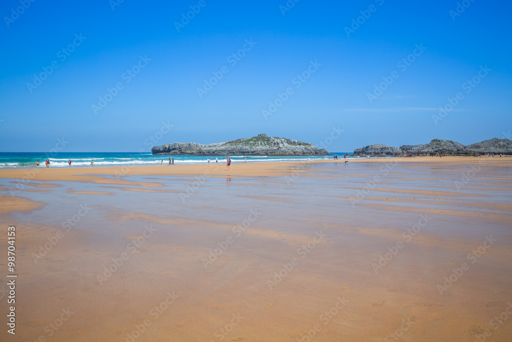 Cuarezo beach in Noja. Santander. Cantabria. Spain. Europe.