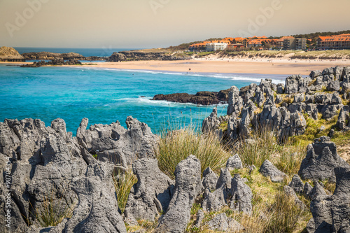 Obraz na płótnie Beach of Helgueras, Noja, Cantabria, Spain w salonie