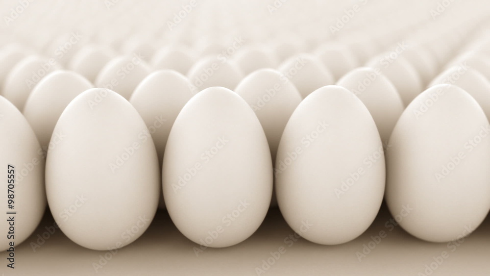 Endless animation of the white chicken's eggs infinite array. Loopable. HD