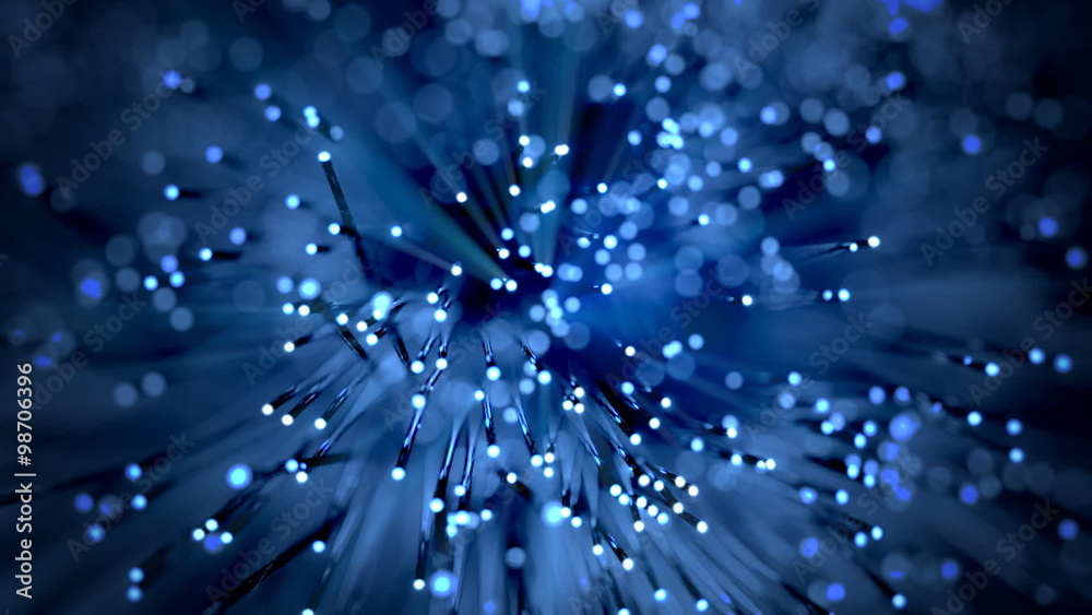 Animation of fiber optic beam used for transmitting data with the high speed