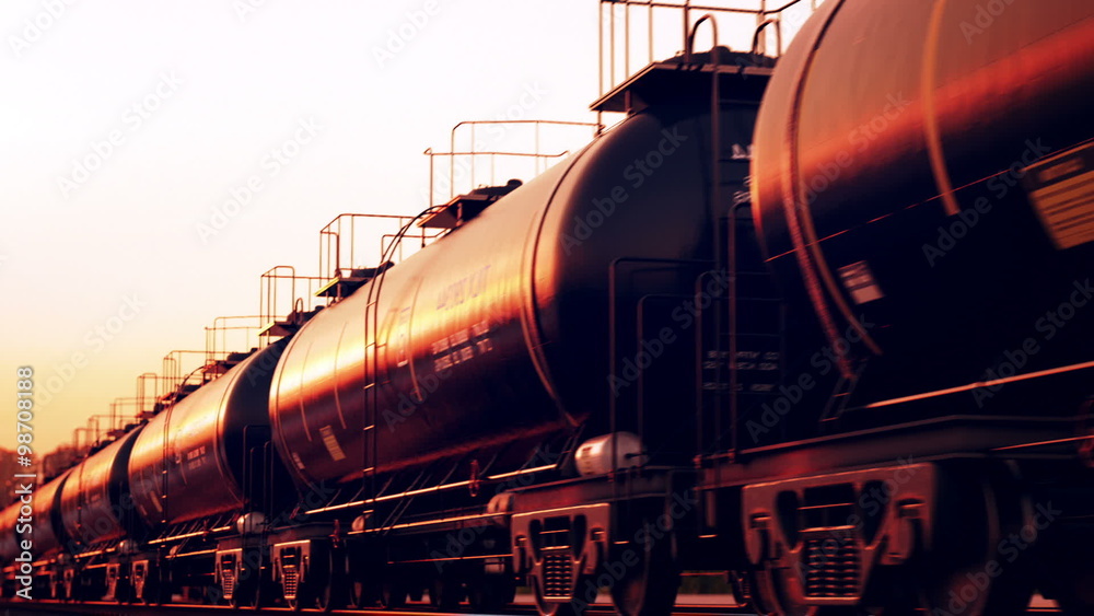 Railway transportation of the fuel, gasoline or oil tank. Loopable animation. HD