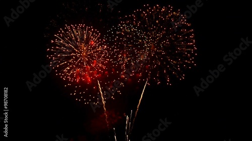 Fireworks of various colors bursting 