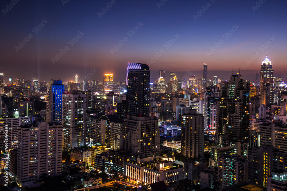 night view of colorful cityscape