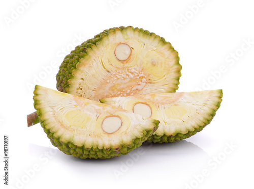 young fruit jackfruit on white background