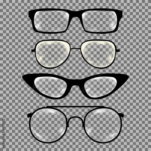 Set of custom glasses isolated