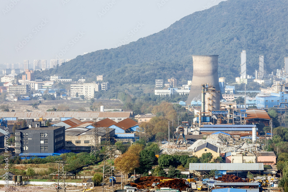 Steel mills Smoke and powder dust pollution in large industrial District Steel mills Smoke and powder dust pollution in large industrial District