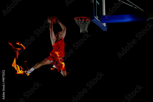 double exposure of basketball player in action © .shock