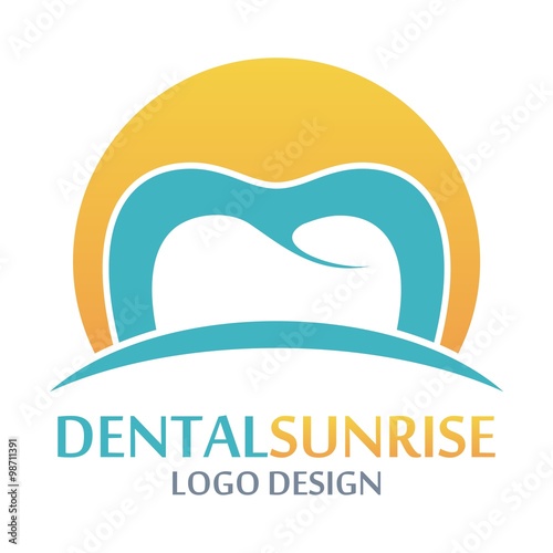 Dental, Dentist, Clinic, Sunrise Design Logo Vector