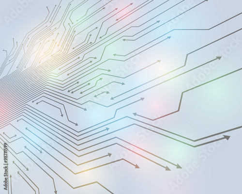 electric circuit and arrow, abstract illustration, vector