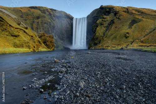 Skogafoss waterfall. Iceland. Long exposure