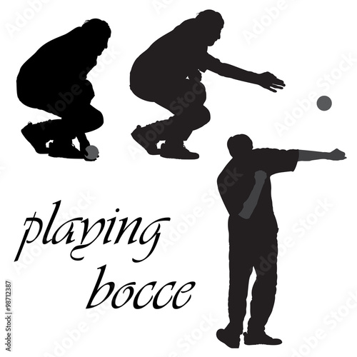 Silhouettes of men playing bocce