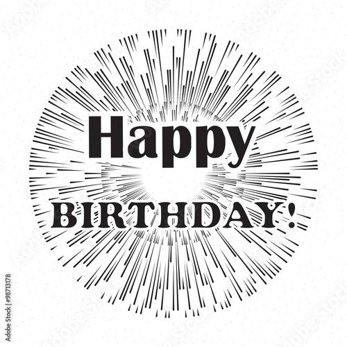 Monochrome antique hipster vintage with text lettering "happy bi