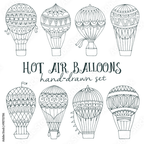 Hot air balloon vector set