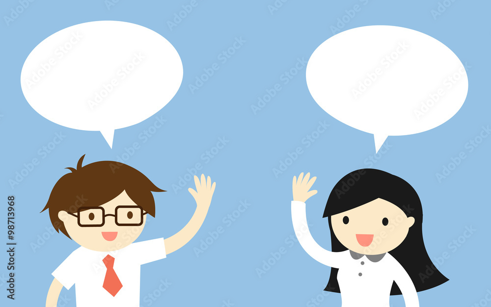Business concept, Businessman talking with business woman. Vector illustration. Business concept, Businessman talking with business woman. Vector illustration.