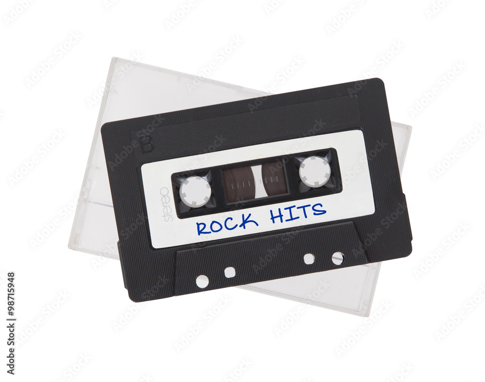 Obraz premium Vintage audio cassette tape, isolated on white background