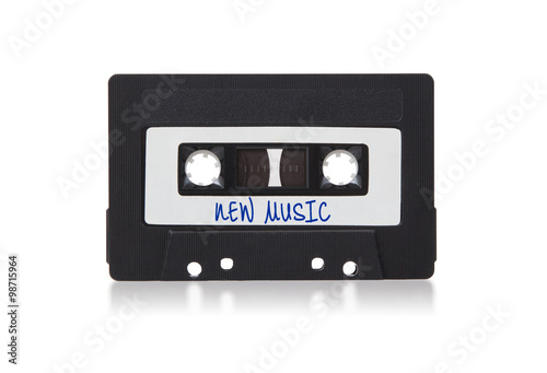 Vintage audio cassette tape, isolated on white background