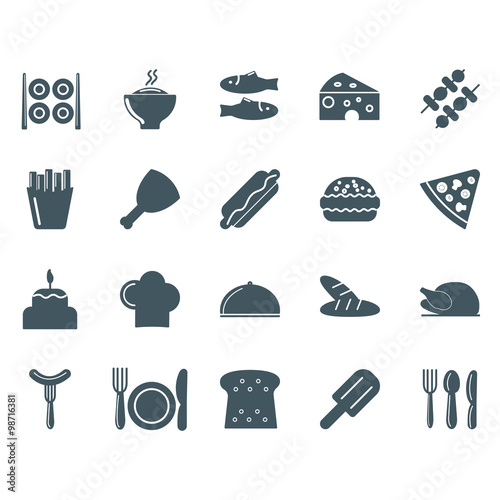 set  food icons line