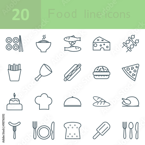 set  food icons line