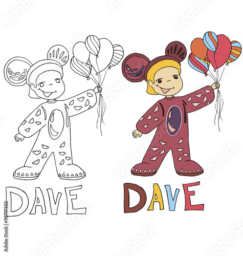 the simple drawing sketches cartoon and color with the image of children with different names in the compatibility with the character