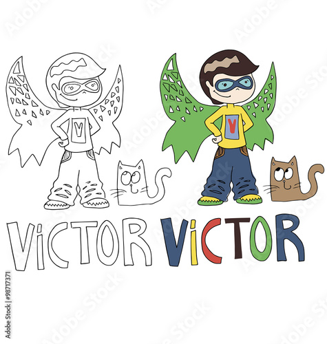 the simple drawing sketches cartoon and color with the image of children with different names in the compatibility with the character