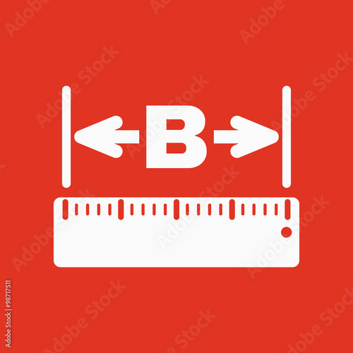 The width icon. Measurement and ruler symbol. Flat