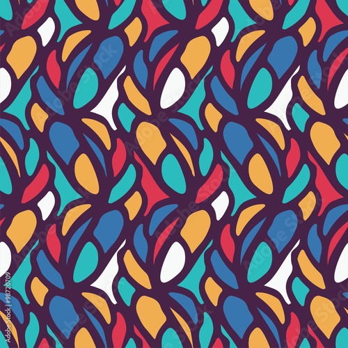 seamless pattern consists of colorful doodles. Vector illustration