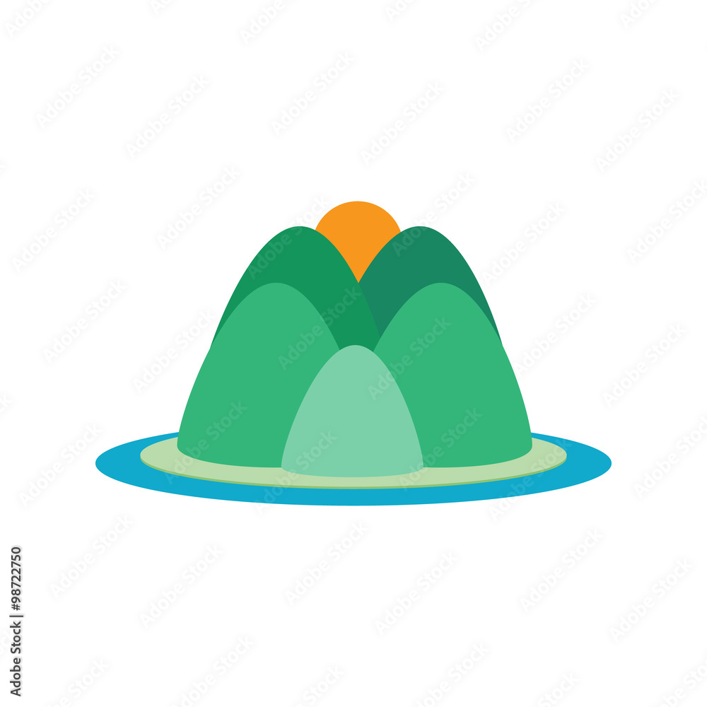 Mountainous island of the sea, sunset. Vector stock Mountainous island of the sea, sunset. Vector stock