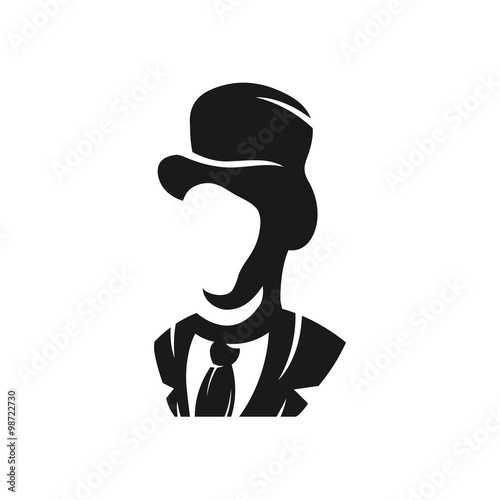 Aristocrat in a hat and tuxedo on the white background