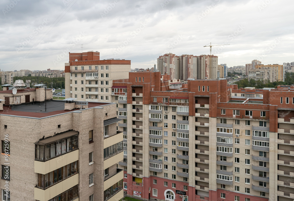 View of residential area in St. Petersburg (Moskovsky district, Ordzhonikidze street, Vitebsk Avenue)