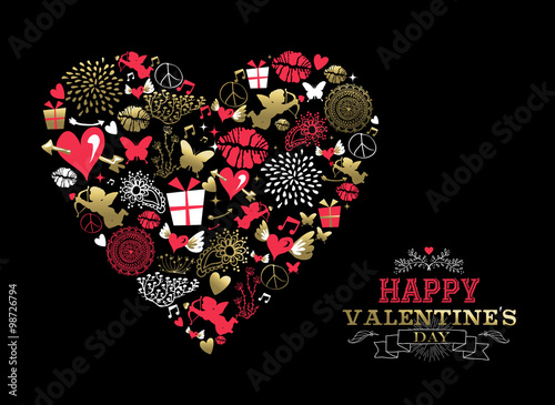 Valentines day greeting card vintage icon love