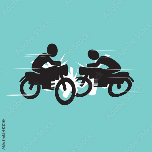 Motorcycle Accident Vector Illustration.
