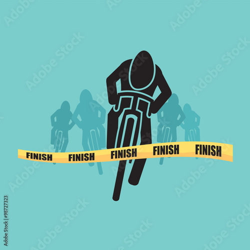 Cyclist At Finish Line.
