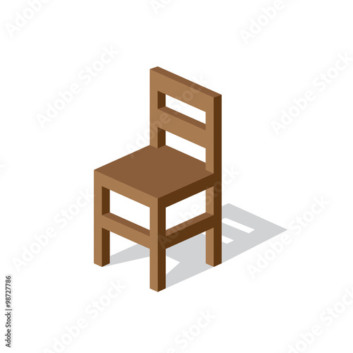 Empty Wooden Chair  Vector Illustration.