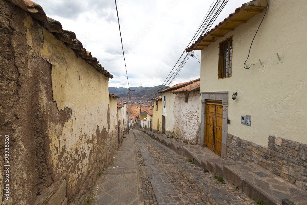 Old narrow street in the center of Cusco Peru Old narrow street in the center of Cusco Peru
