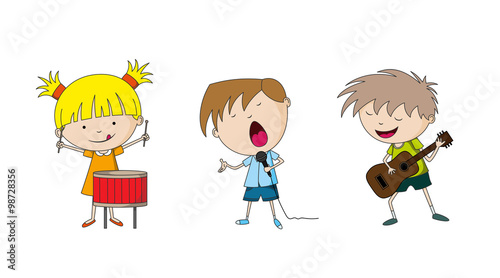 Three kids making music