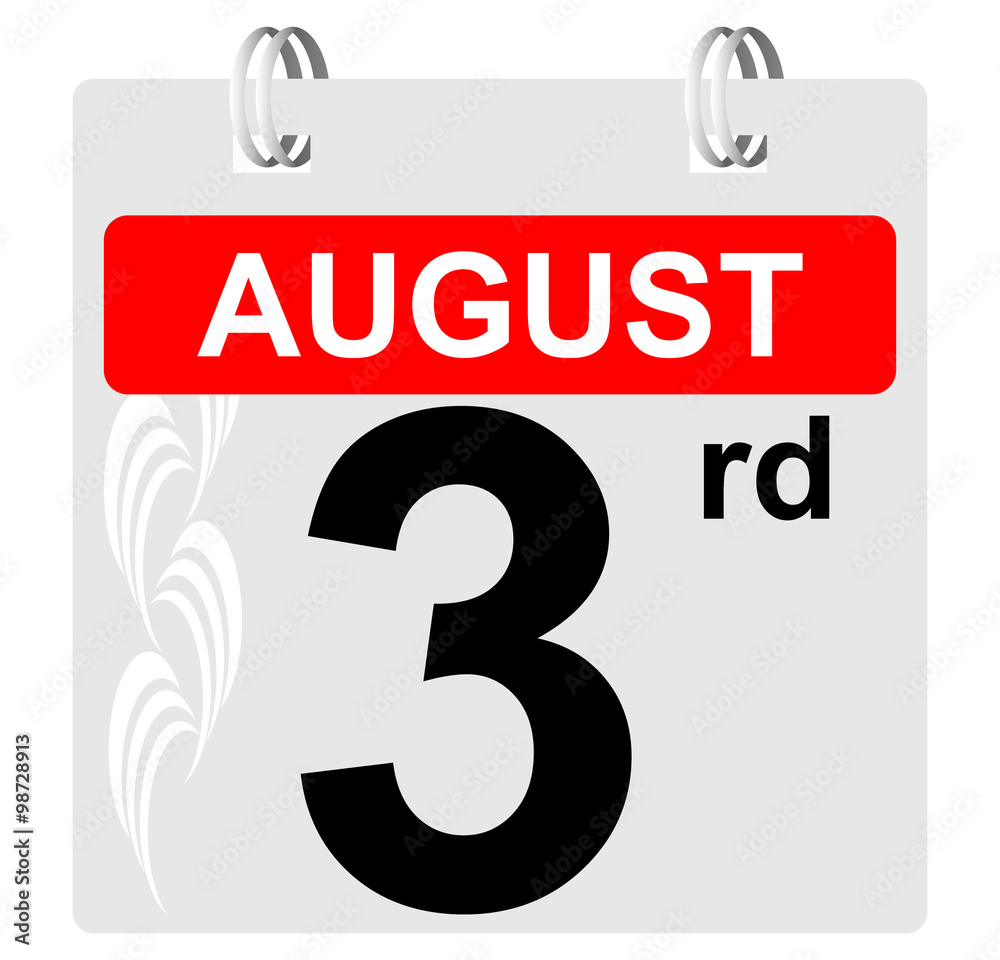 3rd august calendar with ornament 3rd august calendar with ornament
