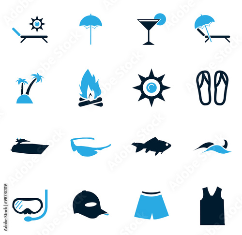 Beach icons set