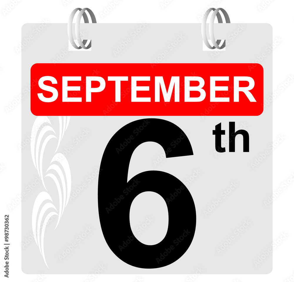 6th september calendar with ornament 6th september calendar with ornament