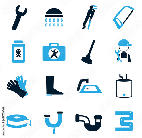 Plumbing related vector icons